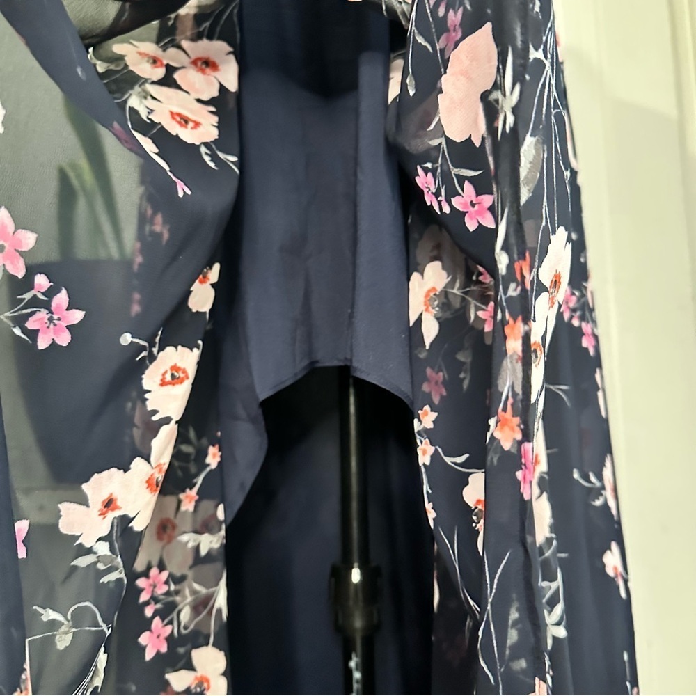 Eliza J Floral High/Low Faux Wrap Chiffon Dress size 4 - Picture 5 of 16
